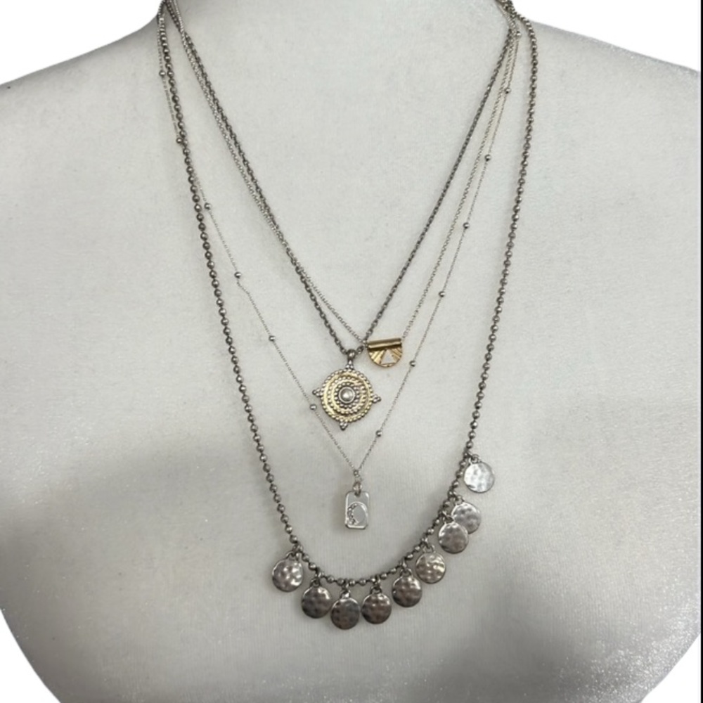 Lucky Brand Lucky Layers Elegant Silver and Gold Necklace Set 18” 22” 23” 2” ext